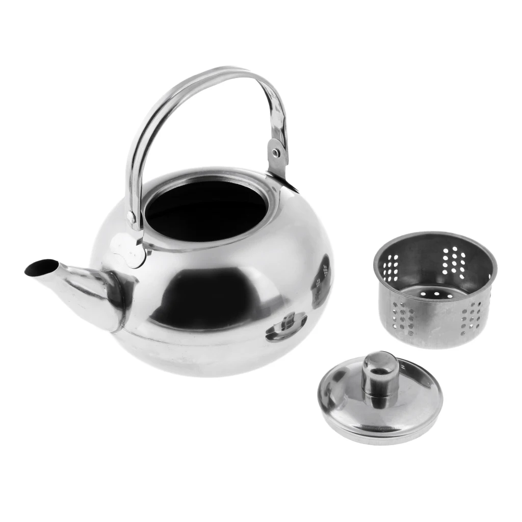 1000ml / 1500ml / 2000ml / 2500ml Durable Outdoor Camping Stainless Steel Tea Kettle Waterpot Silver/ Gold