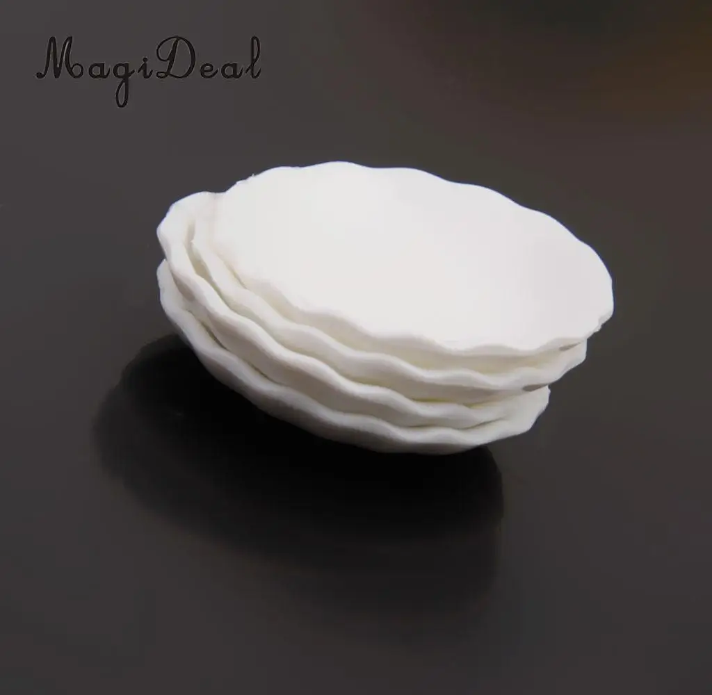 MagiDeal 4Pcs/Lot 1/12 Scale Dollhouse Miniature White Round Dishes Plate Tableware Kitchenware for Food Candy Kid Pretend Play