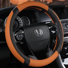 KKYSYELVA Leather Car steering wheel cover 38cm Black Wheel Cover Steering-wheel covers Interior Accessories car covers steering wheel faux fur steering wheel cover genuine leather steering wheel cover soft classical black gray cream