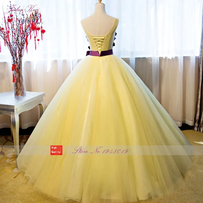 Julia Kui бальное платье ярких цветов пышные платья вышивка бисером 3D аппликации без рукавов Элегантные Формальные платья