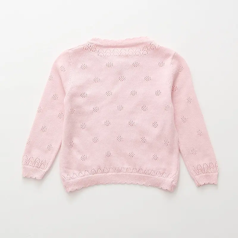 Весенний Детский свитер-кардиган для девочек, розовое пальто из 100 хлопка для маленьких девочек, одежда для малышей 1, 2, 3, 4, 5, 6, 7, 8 лет, RKC195102