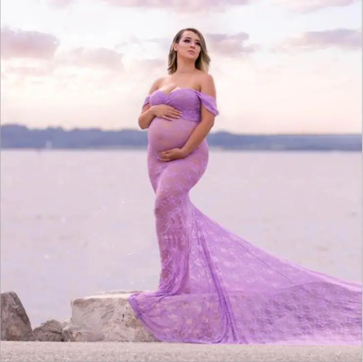 

Maternity photography props Pregnancy Cloth Cotton+Chiffon Maternity Off Shoulder Half Circle Gown shooting photo pregnant dress