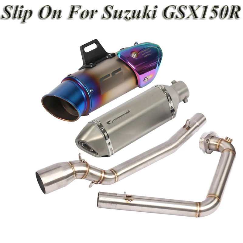 

Slip On For Suzuki GSX150R GSXR150 18 Motorcycle Exhaust Escape DB Killer Modified Front Connect Link Pipe Laser Muffler 2 Holes