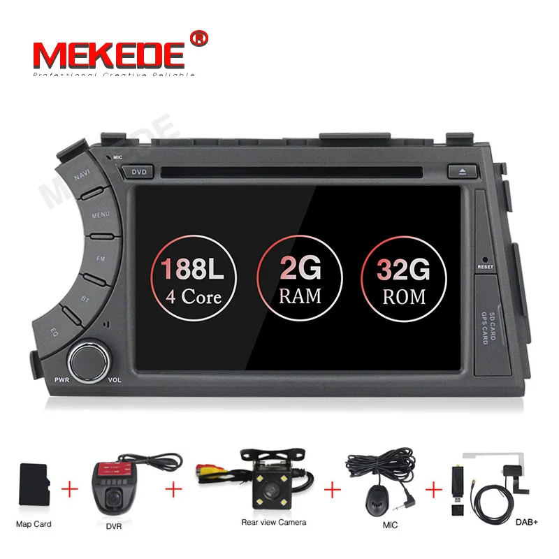 MEKEDE 2din HD 1024X600 четырехъядерный 4 Android 9,1 2G ram автомобильный DVD для Ssang Yong SsangYong Kyron Actyon 2005-2013 gps Радио стерео - Цвет: add  camera DVR DAB