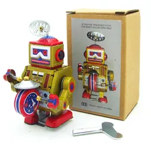 Robot Clásico de cuerda y cuerda, juguete reminiscente para niños, juguetes de hojalata con llave, juguete para regalo divertido para niños