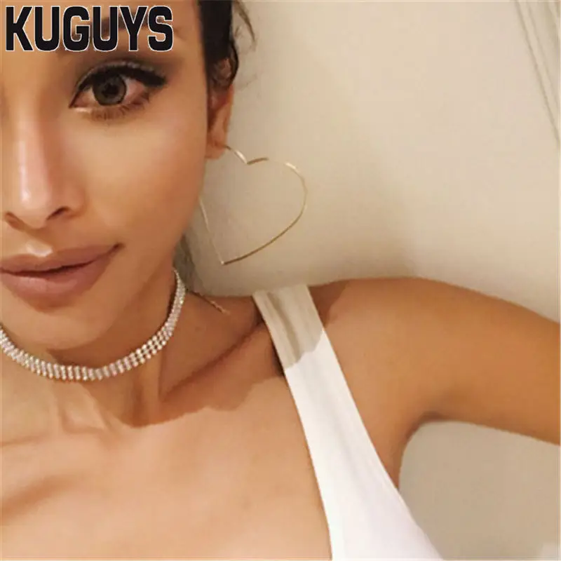 

KUGUYS Trendy Jewelry Hyperbole Heard Large Earrings for Women Pendientes Metal Alloy Hoop Earring Brincos Party Accessories