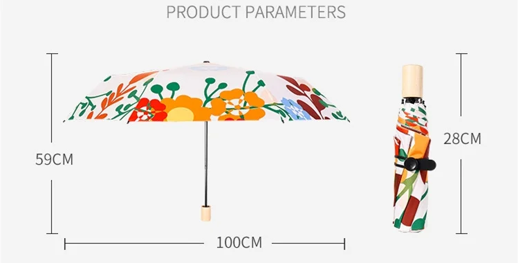 Красивые цветы, серия, зонт от солнца, дождь, женский подарок, карманный мини-зонт, ультра-светильник, защита от ультрафиолета, 3 складных зонта