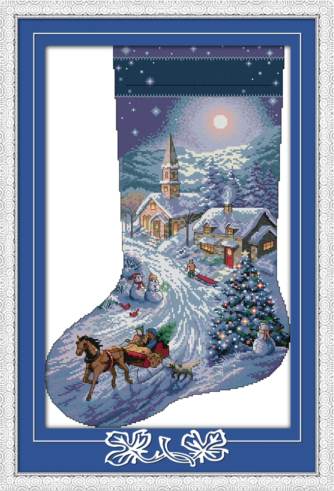 

Christmas stocking (1) cross stitch kit DIY hand embroidery set craft handmade needlework