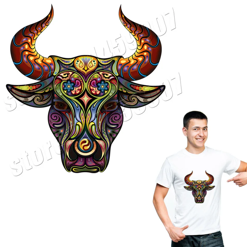 

Creative OX Parches Decoration On T-Shirts Popular Bull Patches DIY Thermal Transfer New Design Washable Stickers