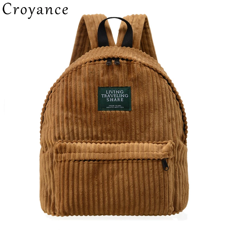 

Croyance New Corduroy Women Backpack Pure Color Women Travel Bag Fashion Double Backpack Female Bagpack Pack Design