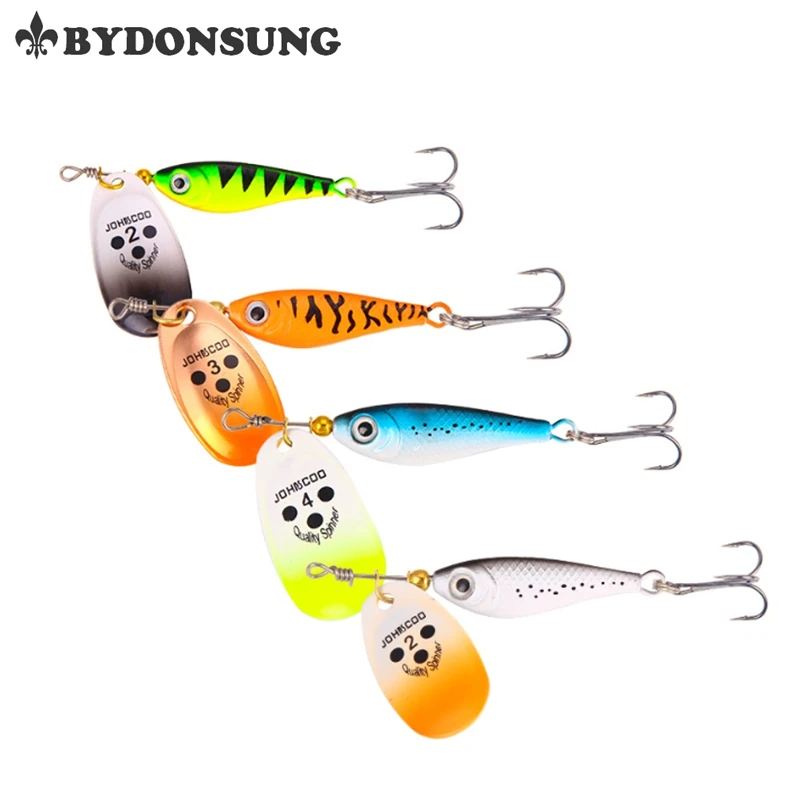 

BYDONSUNG Fishing Lure Kit Compound Bait Artificial Spoon Lures Colorful Rotation Spinner Baits 4 Colors 3 Sizes