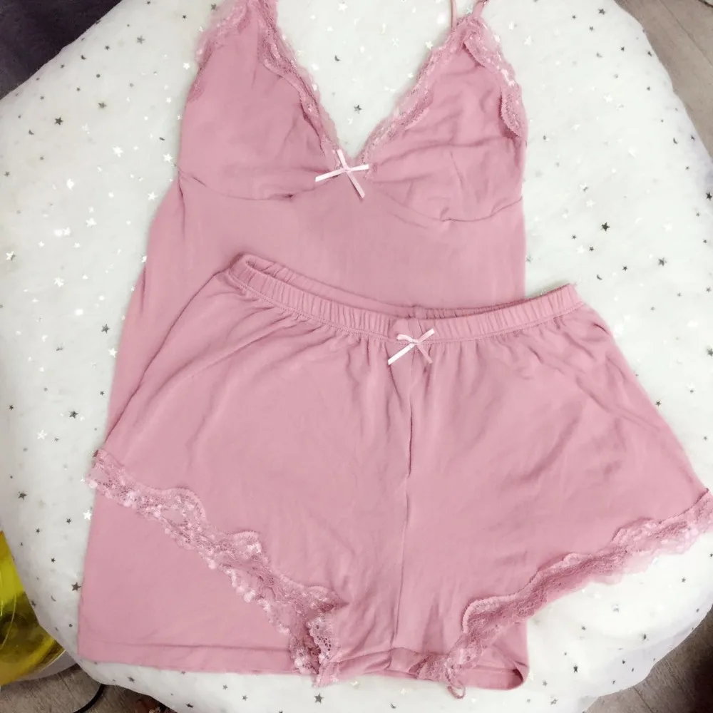 Daeyard, комплект из двух предметов, Хлопковая пижама, сексуальный кружевной топ и шорты, летняя Пижама, одежда для сна, высокая эластичность, пижама, ночная рубашка, домашняя одежда