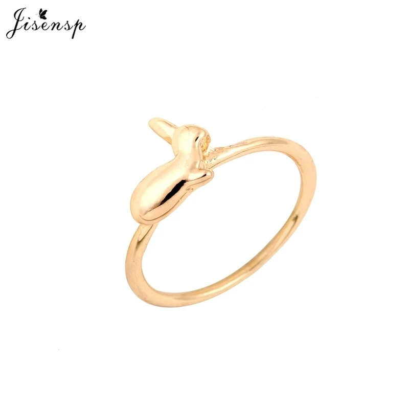 

Jisensp 2019 Fashion Copper Cute Animal Finger Rings Gold Color Bunny Ring for Girls Small Rabbit Women Ring Kids Party Gifts