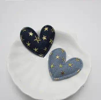 

4.5cm 30pcs Kawaii Denim Heart Padded Appliques for DIY Children headwear Accessories, DIY patches Baby Garment Accessories