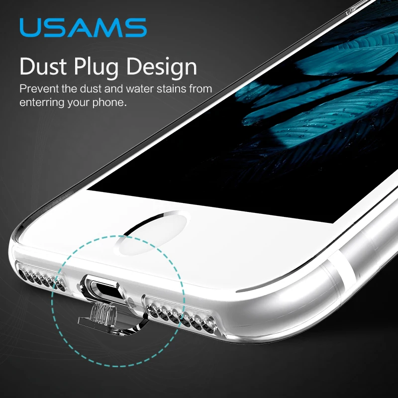 USAMS Luxury ТПУ Case Для iPhone 7 Plus 0.8 мм Ультра Тонкий Cover for Крышка с Dust Разъем Дизайн 4.7