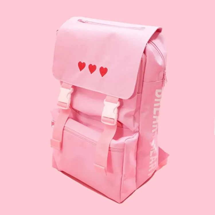 

Cute girl love embroidered large capacity backpack student school bag fashion sweet travel backpack