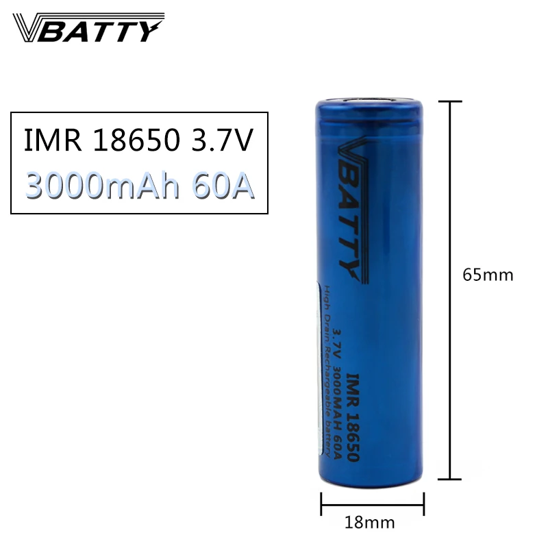 Бесплатная доставка Vbatty IMR18650 60A 3000 мАч для фонарика 18650 Держатель коробка мод дым