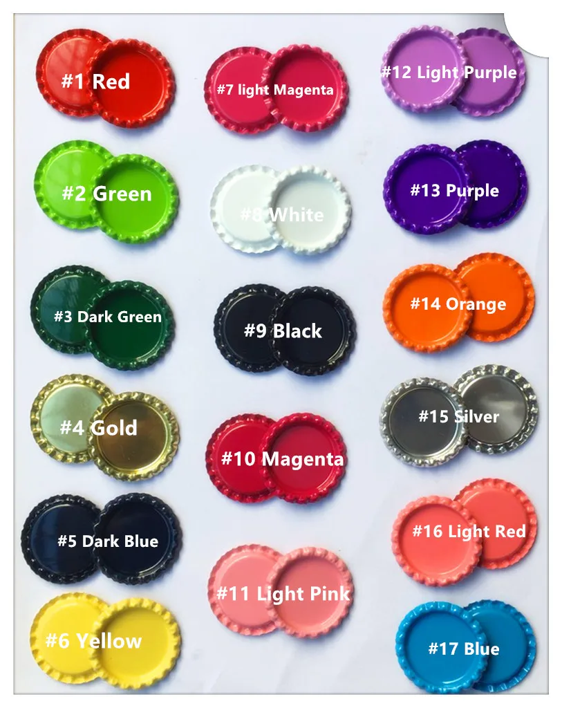 Flattened Bottle Caps In Double side Colors for all 17 designs 50000