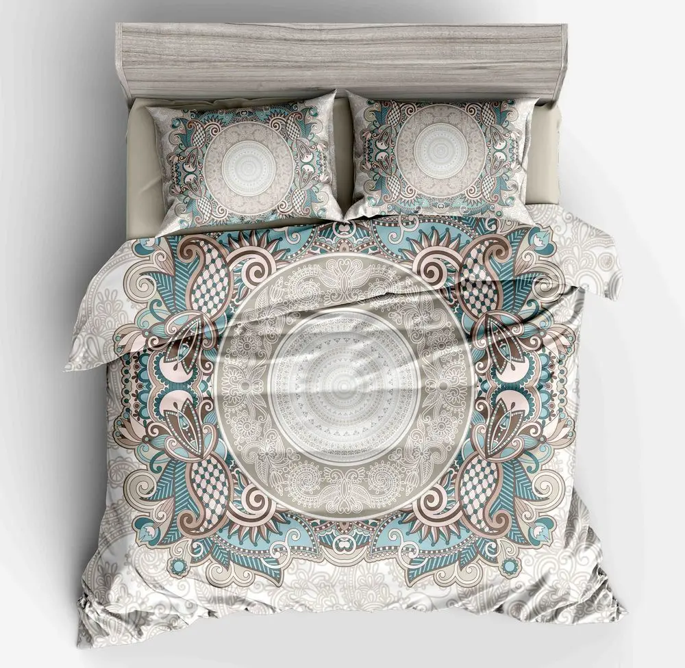 Bohemian Duvet Cover Set Boho Chic Mandala Medallion Printed Soft