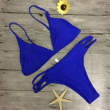 2018 hot sale solid micro bikinis tankini swimsuit female braided rope bottom swimming suit for women