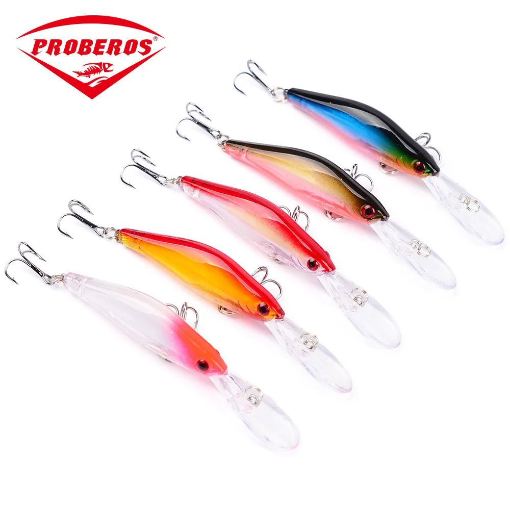 

5pcs/lot 100mm/7G 3D Eyes Artificial Lifelike Minnow Fishing Bait Lure With Hook Long Tongue Wobbler Crankbait Fishing Hard Bait