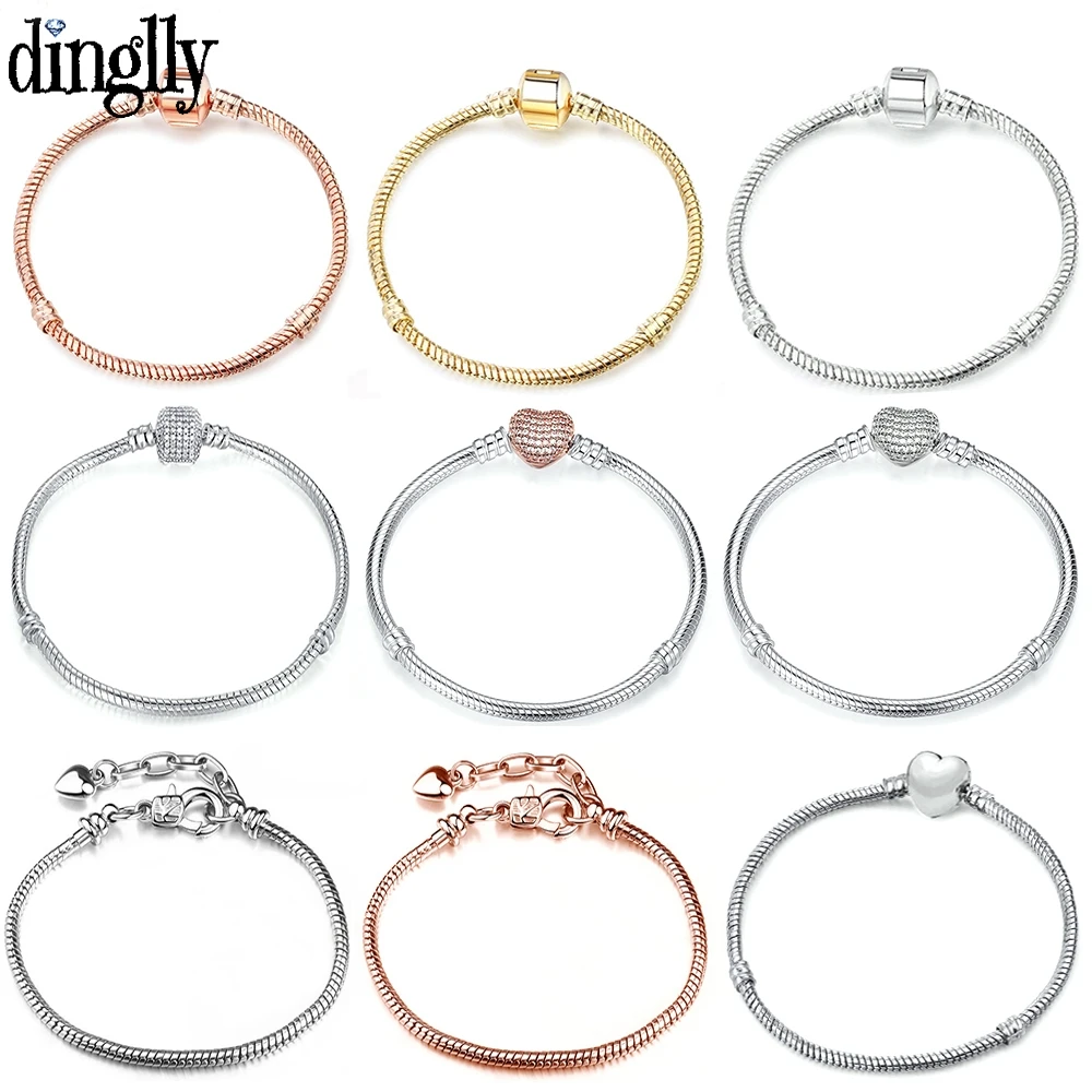 DINGLLY розовое золото 16 см 21 браслеты змеиная цепочка подходит для женщин мужчин