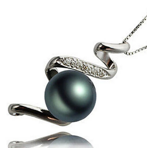 ZCD 322 +++ красивое серебряное пресноводное ожерелье из черного жемчуга|pearl necklace|black