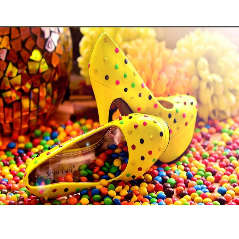 5D Full Square Diy Diamond Painting Cross Stitch Yellow high heels Embroidery Mosaic Home Decor | Дом и сад