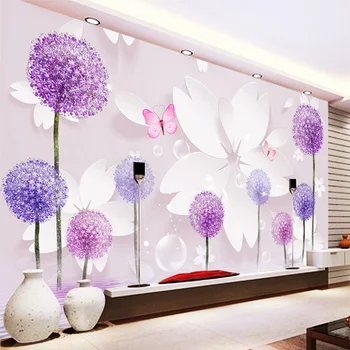

Custom Mural Wallpaper Roll Floral Dandelion Living Room Sofa Bedroom TV Background Wall Mural De Parede 3D Wall Decor Paper