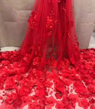 

nigerian tulle lace fabric 3d flower French Net Lace Fabric Jolin-8502 embroidery mesh fabric for bridal dress