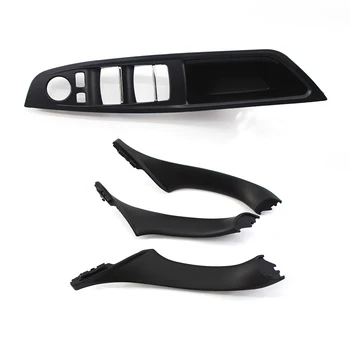 

Black Door Recessed Grip Window Switch Panel + Grip Handle Shell for BMW F10 F11 10-16