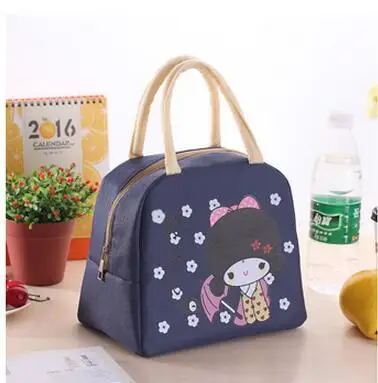 New Cute Girl Lunch Bag Large Package Thicker Thermal Insulation Bag Lunch Box Waterproof Oxford Children Food Lunch Picnic Bag 4