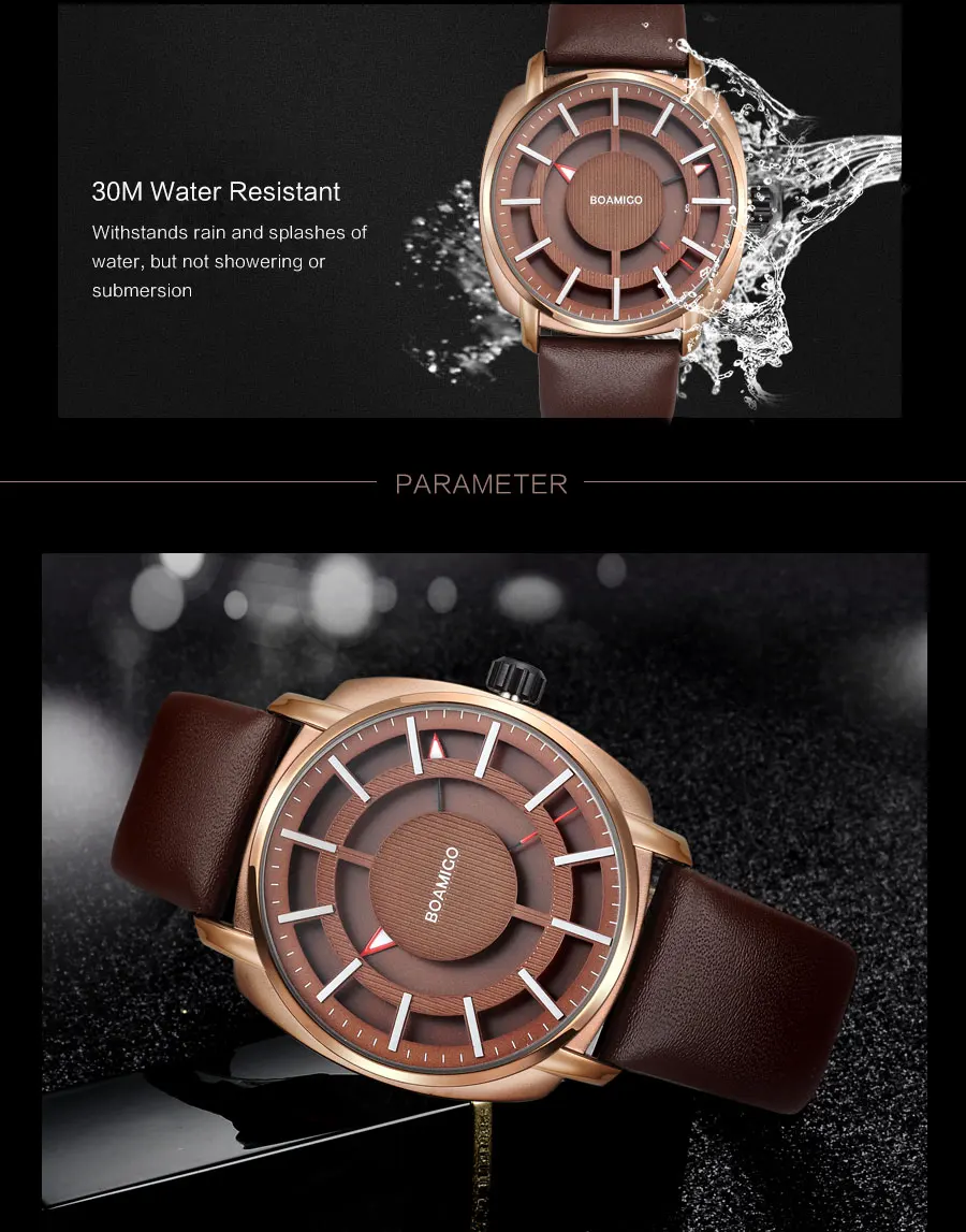 BOAMIGO 2018 New Mens Watches Fashion Casual Business Watch Quartz Waterproof Man's Wristwatch Durable Leather Relogio Masculino (12)