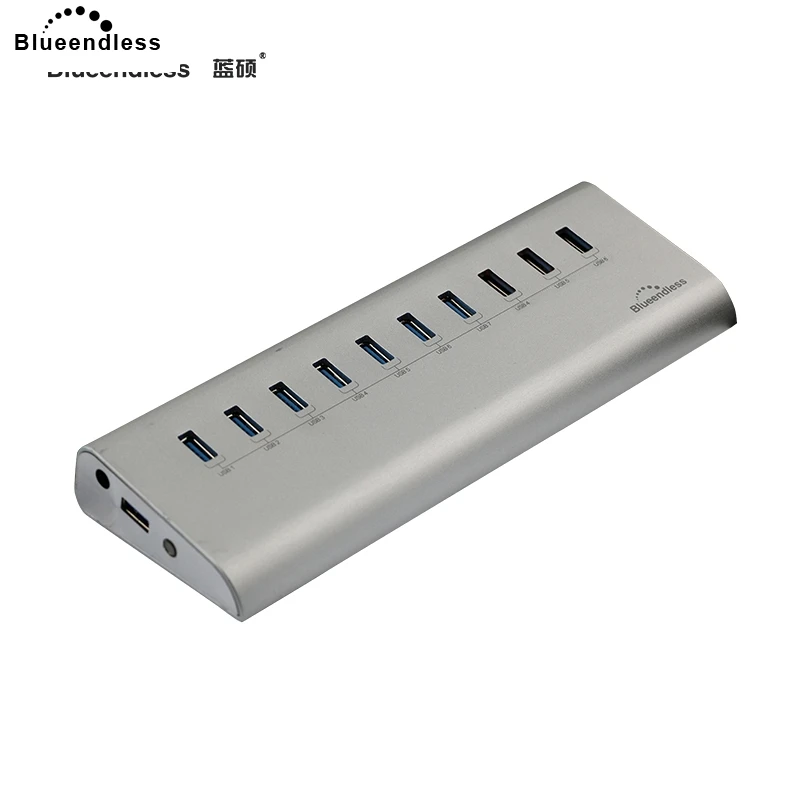 Blueendless Новое поступление супер Скорость USB 3,0 концентратор 10 Порты Hub USB разветвитель Card Reader для ноутбуков Аксессуары для MAC