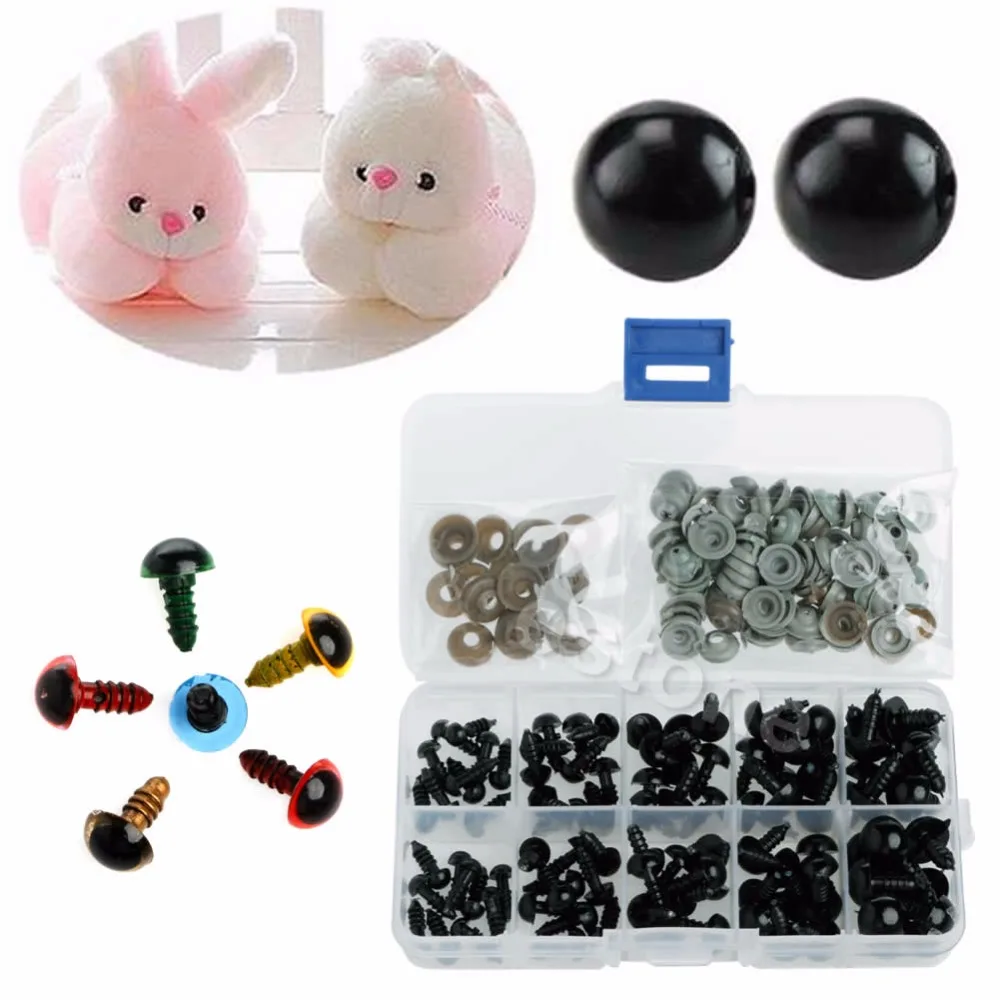 

New 100pcs/Set 6-12mm Black Plastic Safety Eyes For Teddy Bear Doll Animal Crafts New
