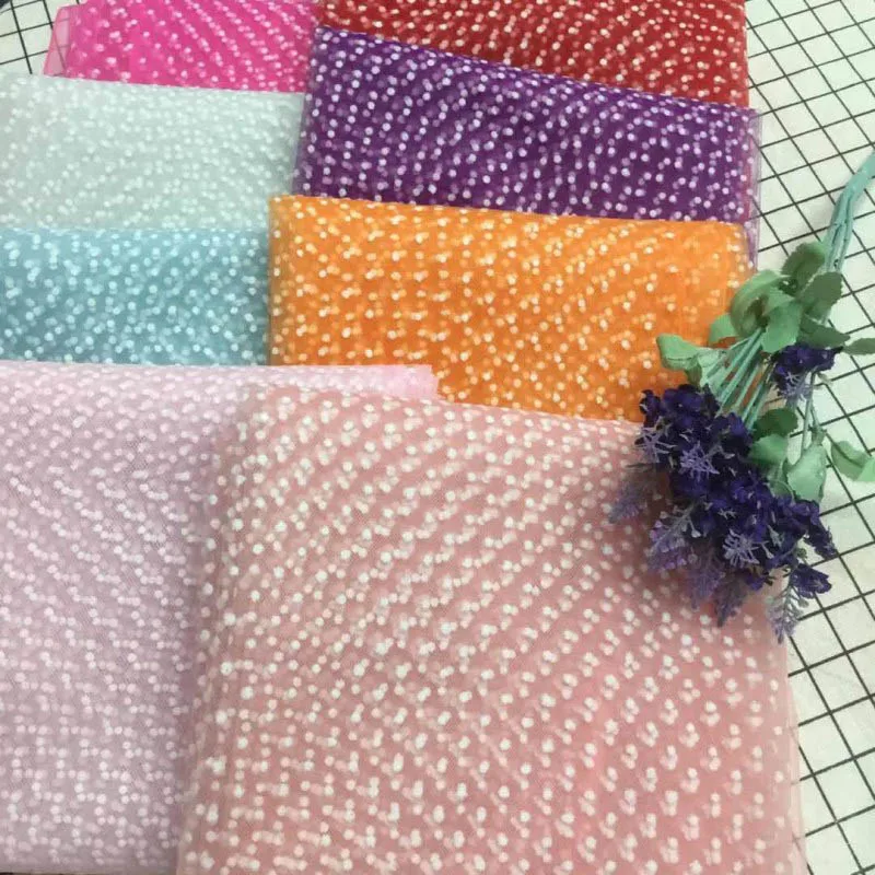 

Practical DIY Handcraft Clothing Sewing Fabric Flocking Dot Mesh Fabric Multifunctional Headwear Dress Decoration Accessories