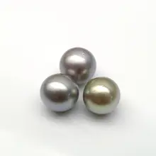 Круглый высокий блеск ЮЖНОГО МОРЯ Tahitian культивированный свободные перла неразбуренные 3 шт. 9-9,5 мм