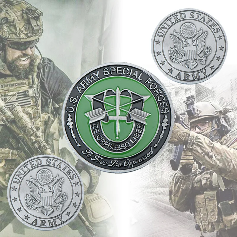 

WR US Army Special Forces Metal Commemorative Coin New Year Gifts Colored De Oppresso Liber Challenge Coin Collection