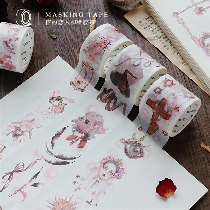 15/30/40 мм * 7 м васи ленты DIY перо Летучая мышь Кружева Алиса Луна бумага