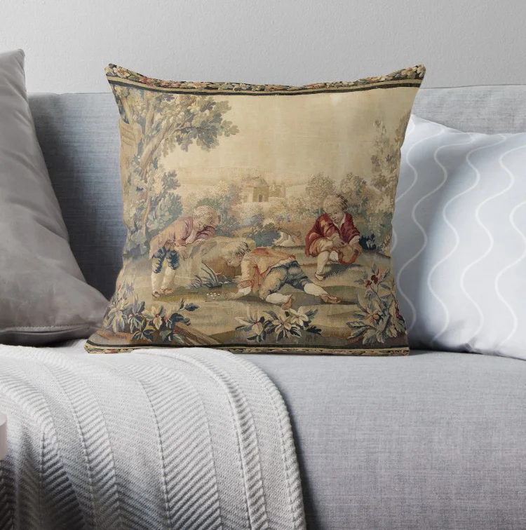 

Aubusson Antique French Tapestry Pillow Covers Cases Pattern Nordic Cover Cushion Pillowcase Square Print