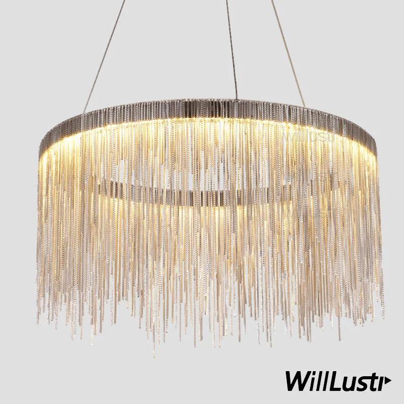 Aluminum chain ring chandelier round pendant lamp living sitting room
