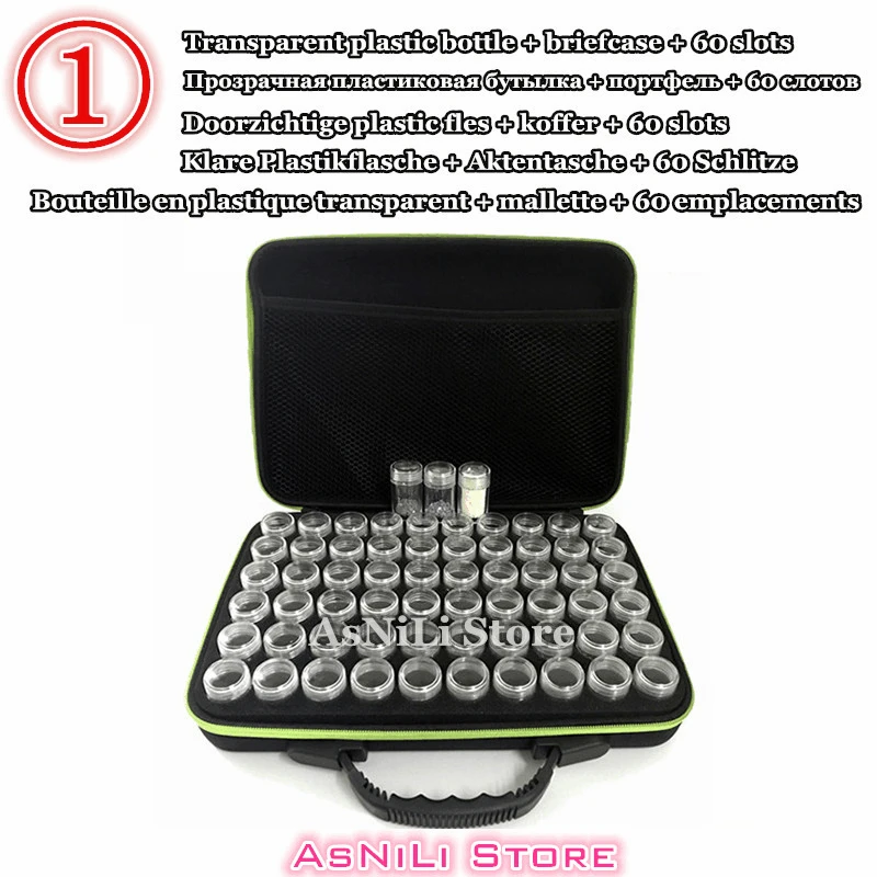 

Diamond embroidery diamond painting tool 60 Slots Adjustable Plastic Storage Carry Bag Holder Storage Handbag 60 Container box
