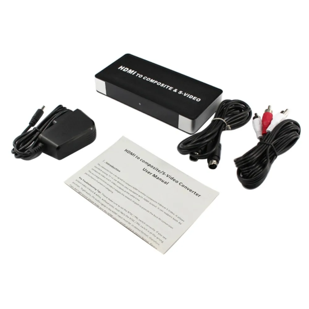 Hot HDMI to TV Composite RCA AV + S-Video Converter Include AV & S Video Cables + AC Power Adapter US EU AU Plug