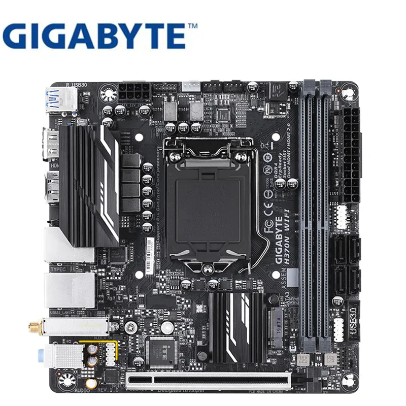Оригинальная Материнская плата Gigabyte H370 разъем LGA 1151 DDR4 USB3.0 SATA3.0 DVI + HDMI