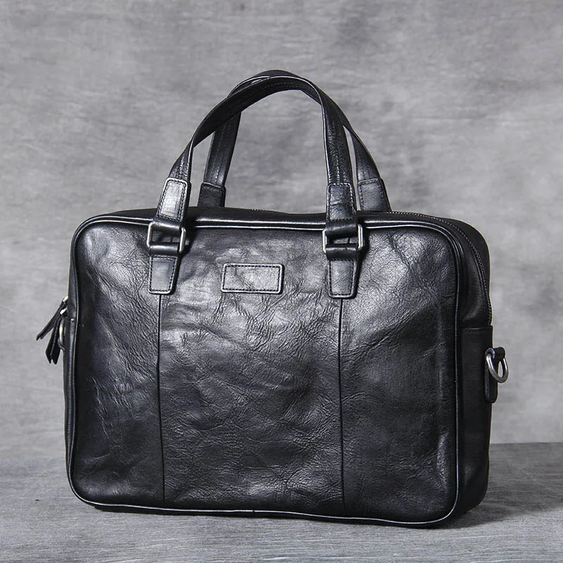 AETOO Retro casual leather handbag, male head cowhide computer bag, handmade business briefcase