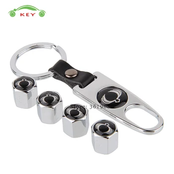 

Metal Car Styling Tire Valve Stem Caps with Keychain for SsangYong Actyon Kyron Tivoli Rexton Korando Auto Wheel Accessories