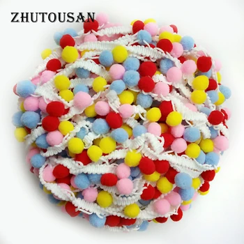 

Home Textiles DIY Craft Rainbow Pom Pom Lace Tassel 20 Meters Per Lot Pompom Trim Balls Fringe Ribbon Apparel Fabric Cord