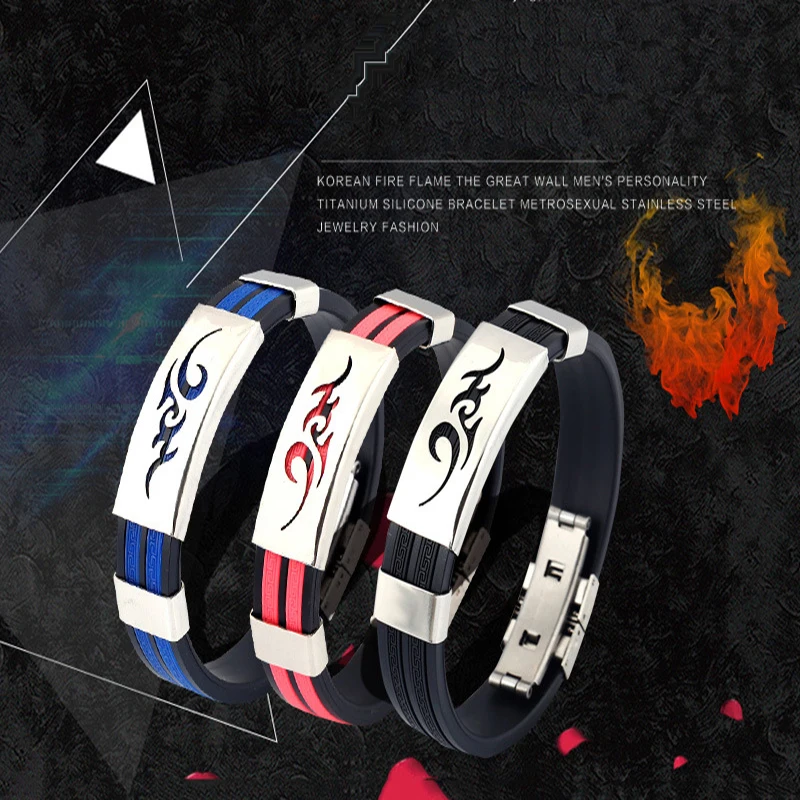 Qevila 2019 Hot Bracelet Men Fashion Fire Simple Stainless Steel Adjustable Bracelets for Men Korean European Style Bangles Gift (8)