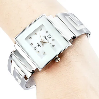 Женские часы, японские кварцевые часы, изящный модный бренд Xirhua, платье, браслет, полностью стальной, простой квадратный подарок на день рождения для девочки - Цвет: Белый