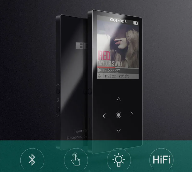 Bluetooth 4,1 mp3 плеер BENJIE K8 с сенсорным ключом ультра тонкий 16 ГБ MP3 музыкальный плеер 1,8 дюймов цветной экран без потерь звук с FM